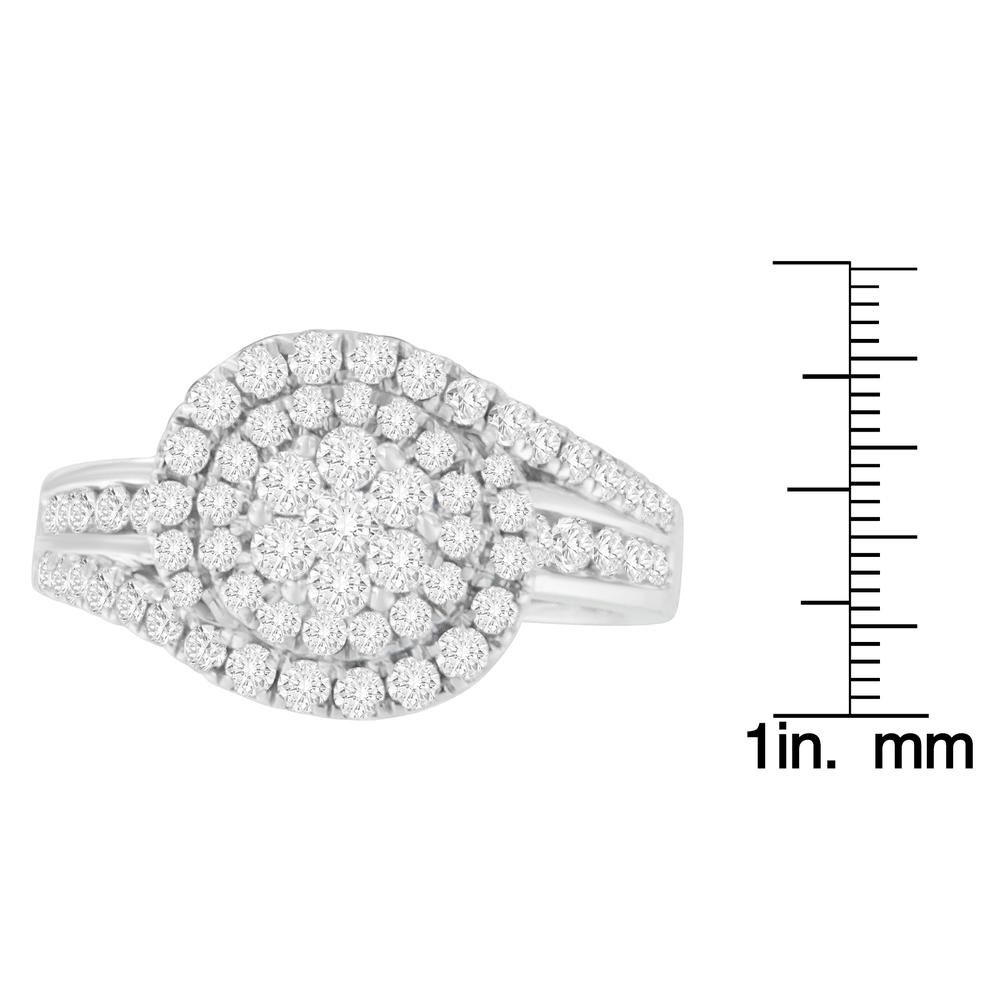 14k White Gold 1ct TDW Round Cut Diamond Swirl Ring (H-I,SI1-SI2)