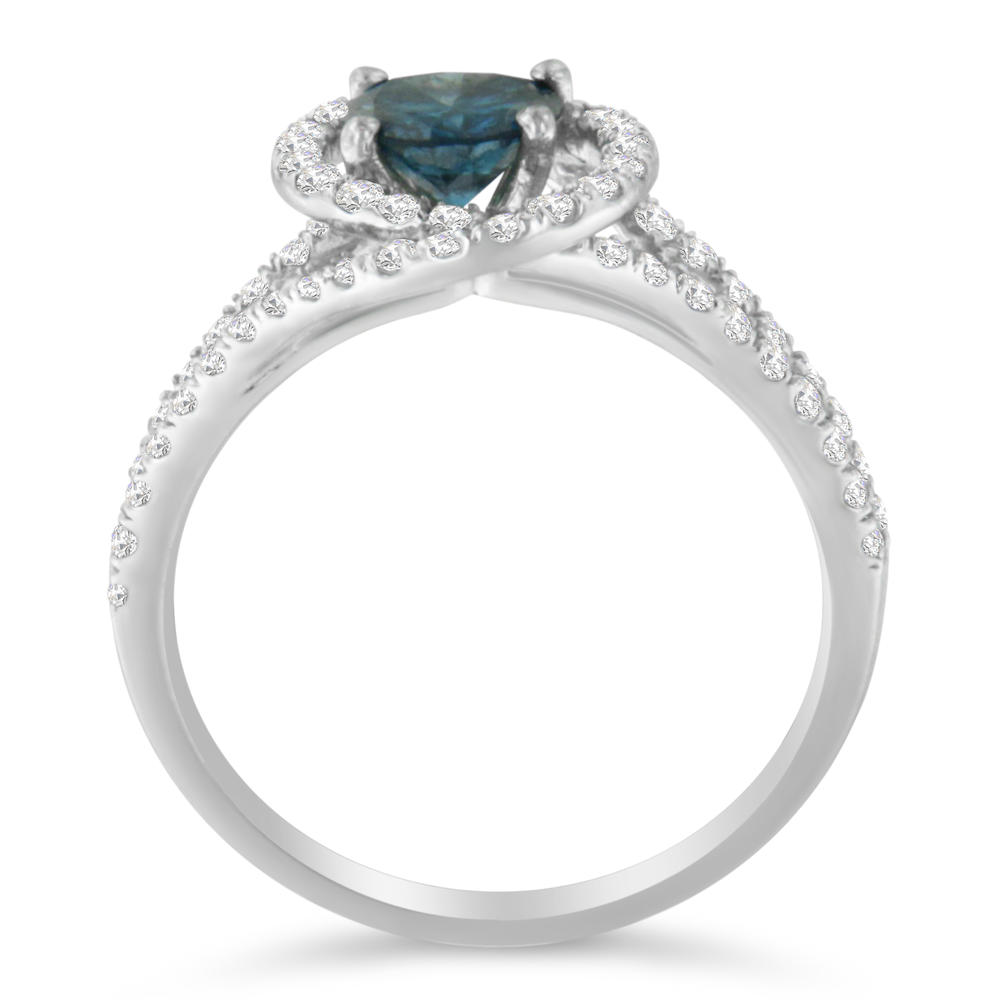 14k White Gold 1 1/3 ct TDW White and Treated Blue Round Cut Diamond Ring (G-H,SI2-I1)