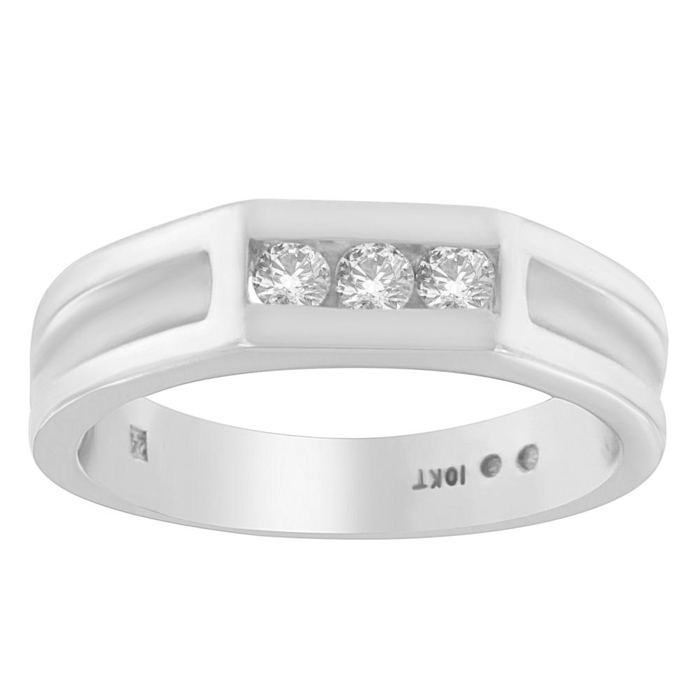 Men's 10k White Gold 0.7 CTTW Round Cut Diamond Band Ring (I-J,I2-I3)