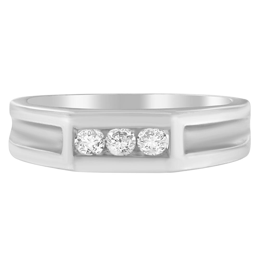 Men's 10k White Gold 0.7 CTTW Round Cut Diamond Band Ring (I-J,I2-I3)