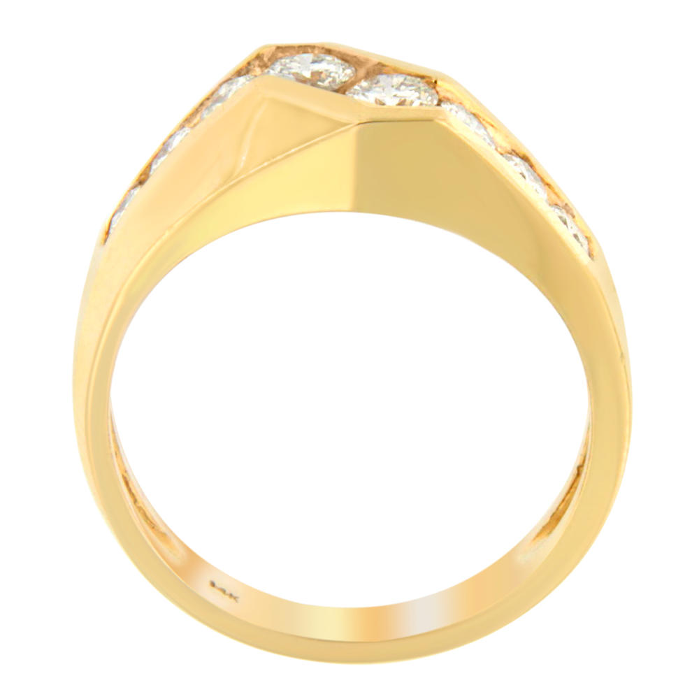14K Yellow Gold Men's 1ct TDW Round Cut Diamond Ring(H-I,I1-I2)