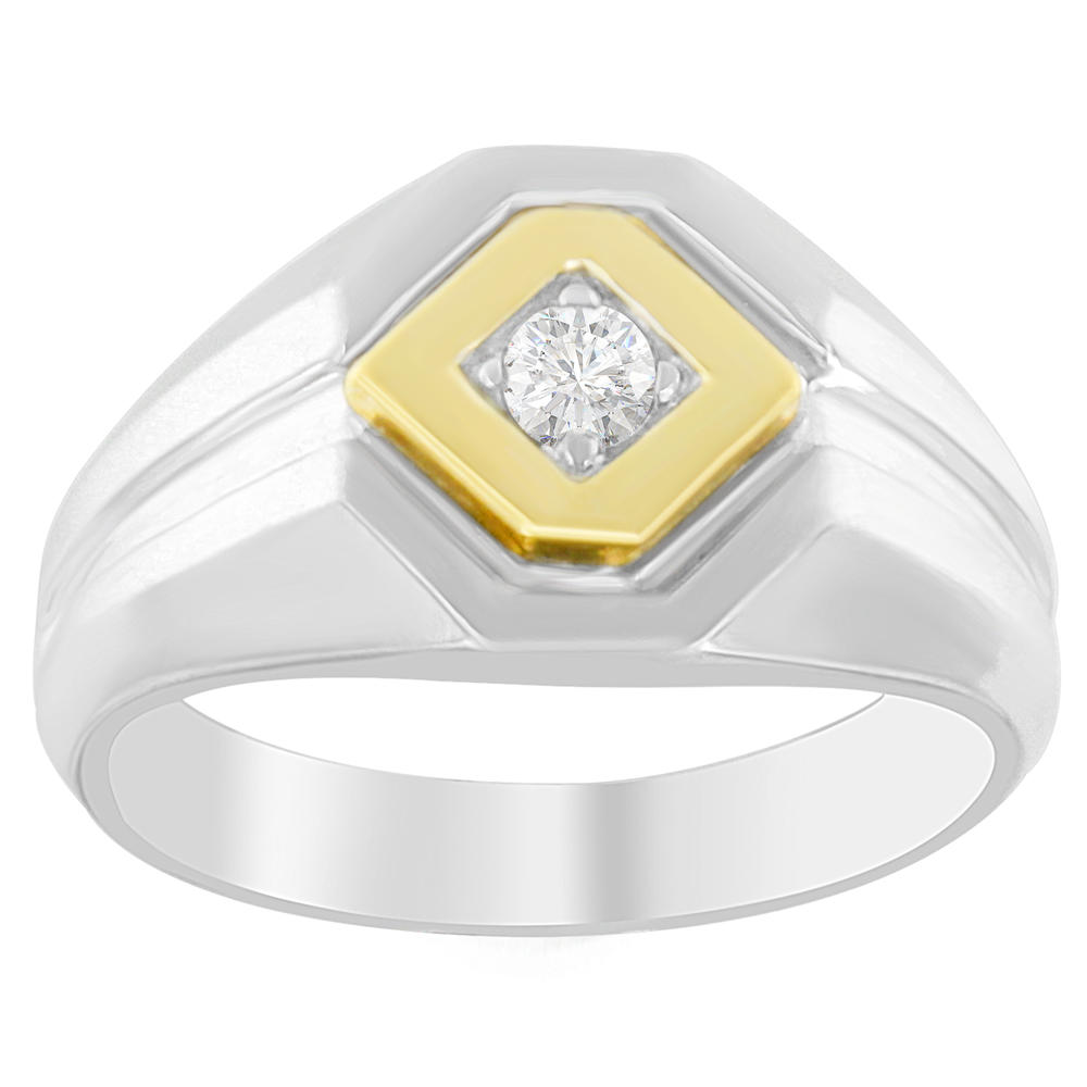 14K Two-Toned Gold 0.2 CTTW Round Cut Diamond Ring (H-I, SI2-I1)