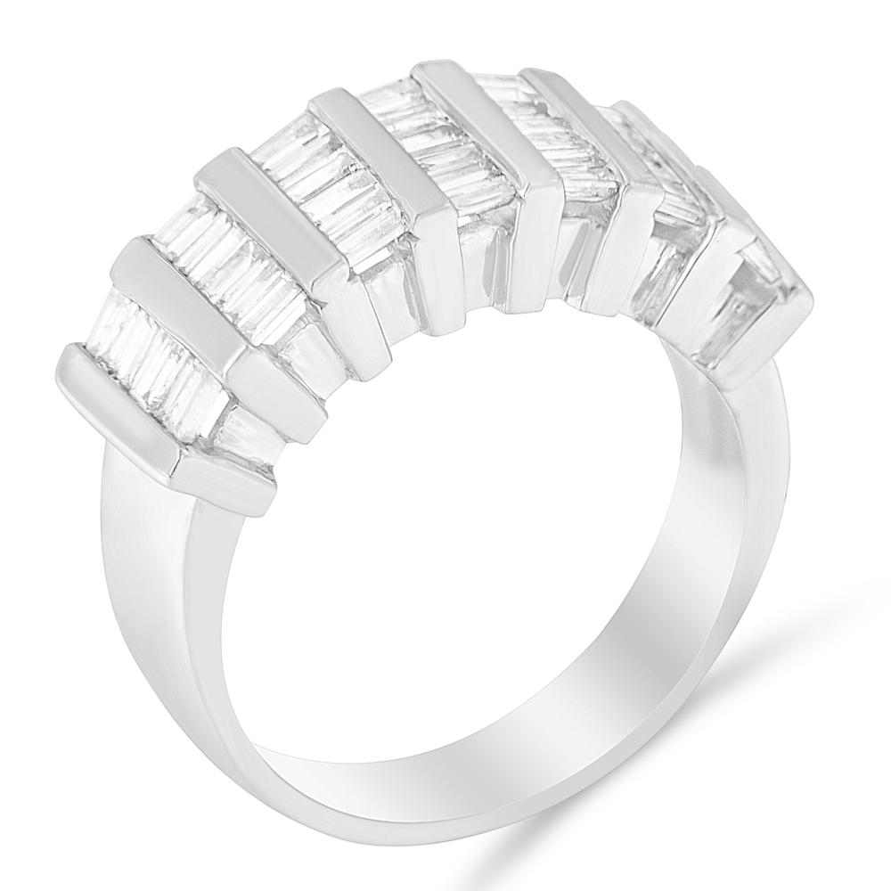 Women's Sterling Silver 1 ct. TW Multi-Row Baguette Diamond Ring (H-I, I1-I2)