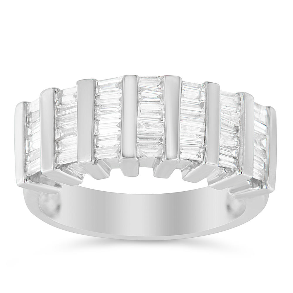 Women's Sterling Silver 1 ct. TW Multi-Row Baguette Diamond Ring (H-I, I1-I2)