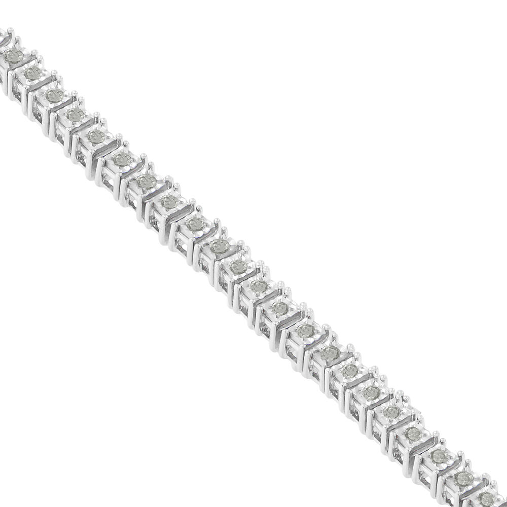 Sterling Silver Rose-cut Diamond Tennis Bracelet (I-J, I3-Promo)