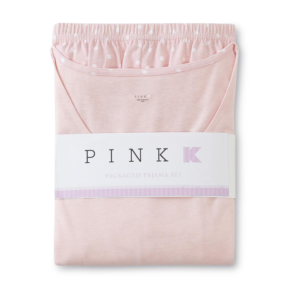 Pink K Women's Plus Pajama Top & Pants - Polka Dot