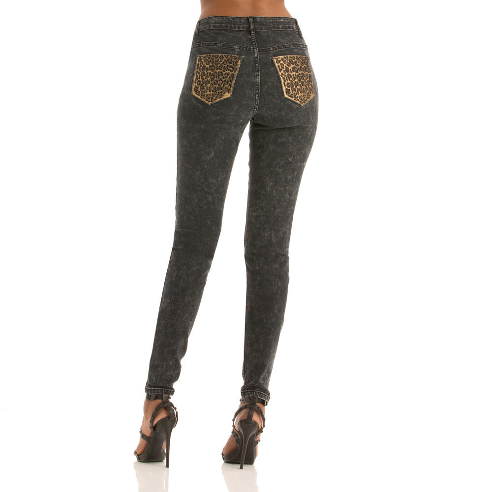 Nicki Minaj Women&#8217;s Leopard Mid Rise Pocket Jean