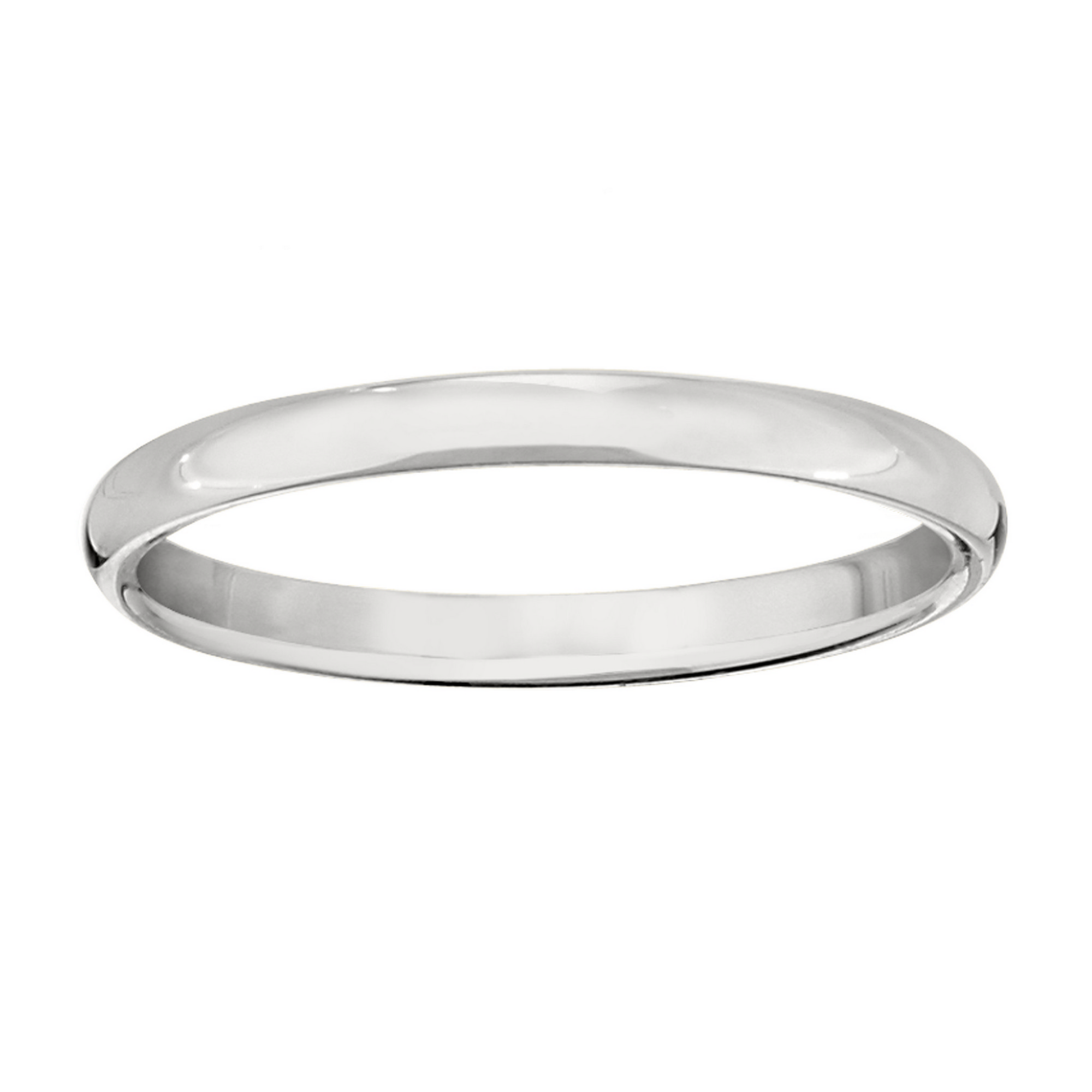 Mens 2.5mm 10K White Gold Half-Round Comfort Fit Wedding Band