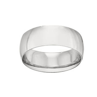 Mens 8mm 10k White Gold Half Round Comfort Fit Wedding Band