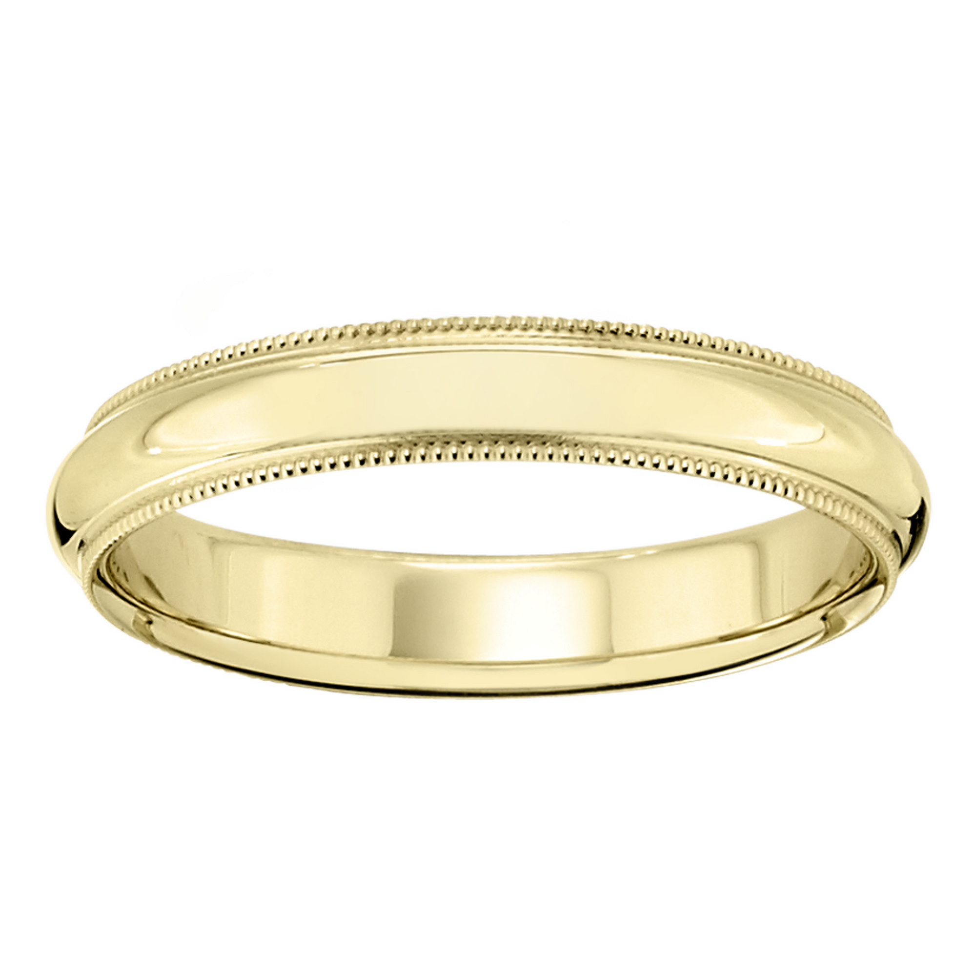 Mens 4mm 10K Yellow Gold Milgrain Comfort Fit Wedding Band