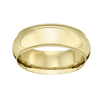 Mens 8mm 10k Yellow Gold Milgrain Comfort Fit Wedding Band