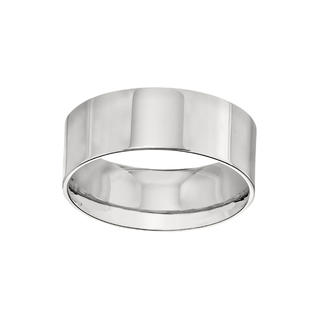 Mens 8mm 10k White Gold Flat Comfort Fit Wedding Band