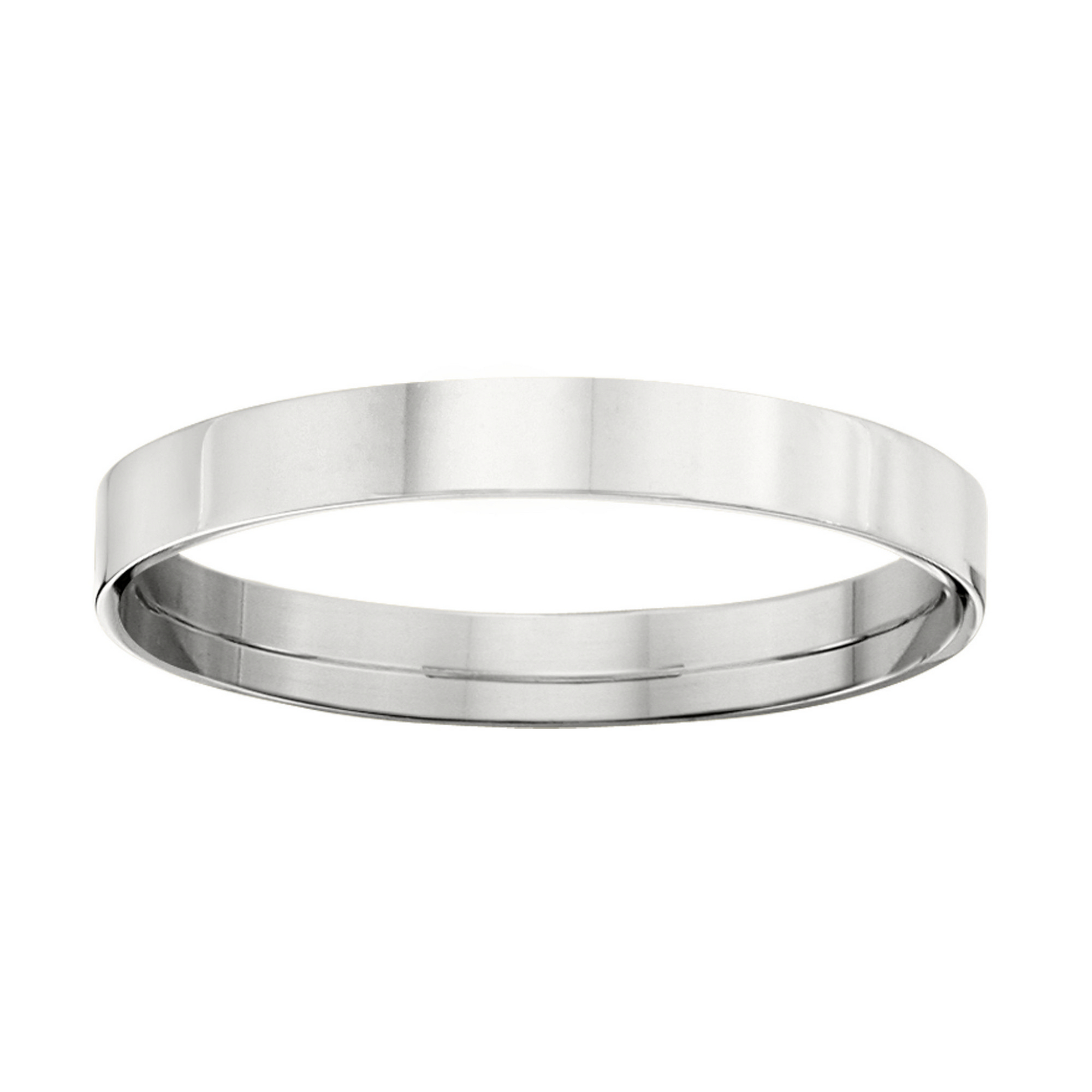 Mens 3mm 10K White Gold Flat Wedding Band