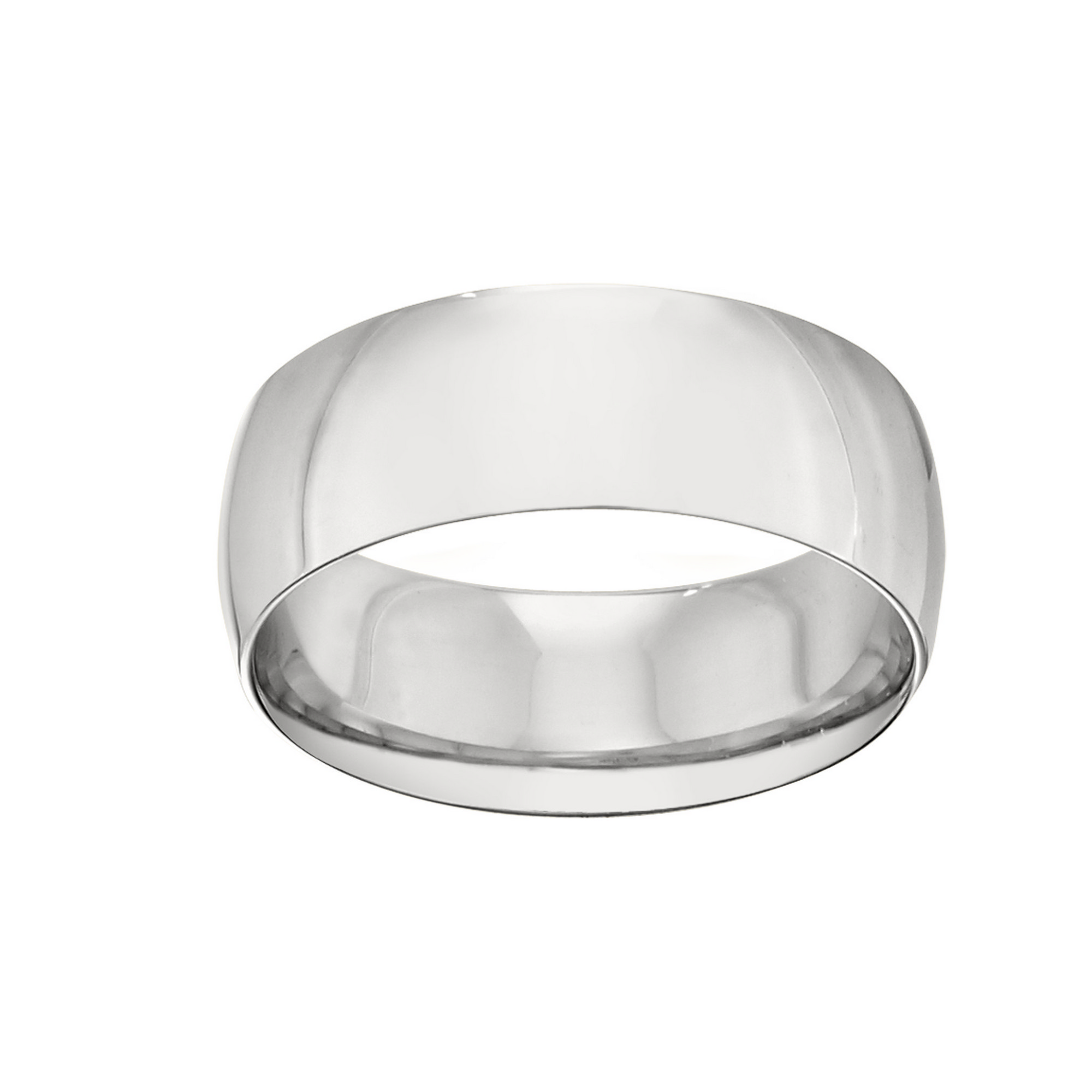 Ladies 8mm 10K White Gold Half-Round Wedding Band, Size: 4, Yellow Ladies 8mm 10K White Gold Half-Round Wedding Band, Size: 4, Yellow