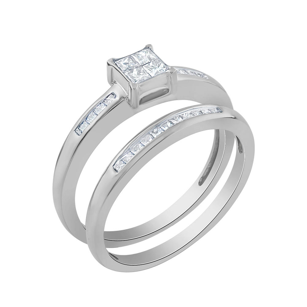 14K White Gold 3/8 cttw Diamond Channel Bridal Set