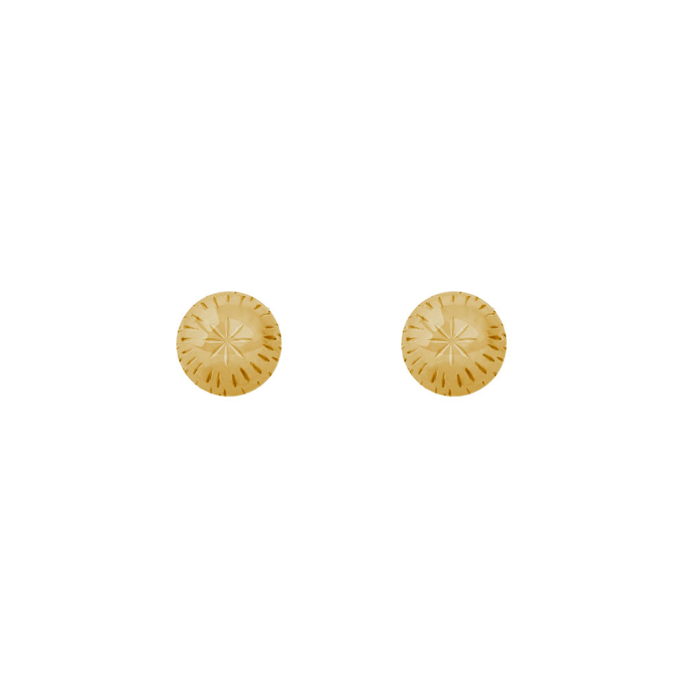 14K Yellow Gold 5mm Diamond Cut Ball Stud Earring