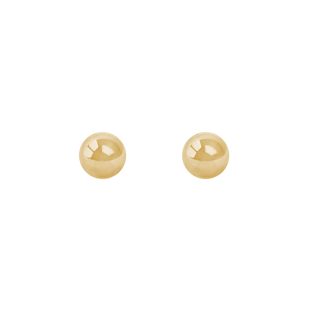 14K Yellow Gold 5mm High Polish Flat Button Ball Stud Earring
