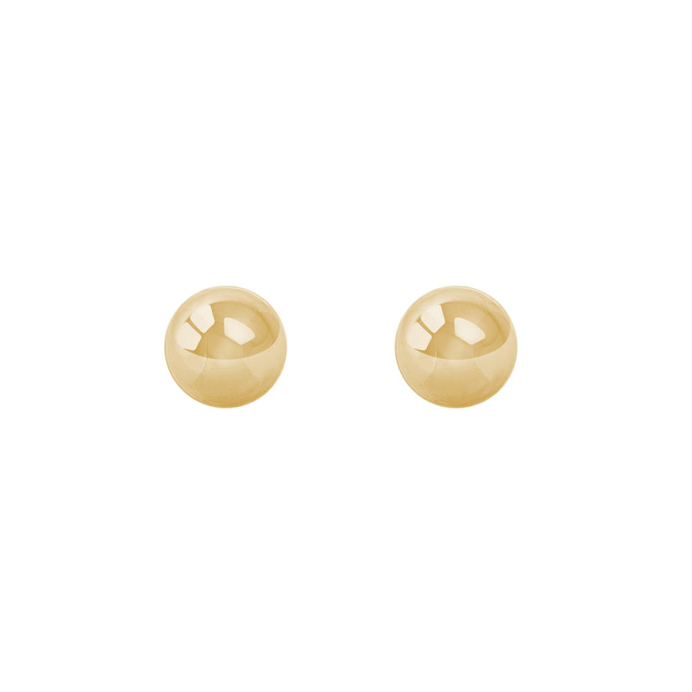 14K Yellow Gold 6mm High Polish Flat Button Ball Stud Earring