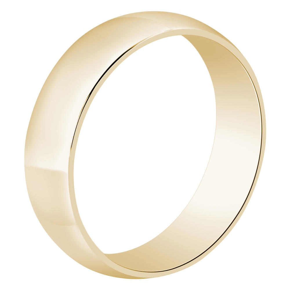 Men's 6mm 1 Micron 14K Yellow Gold Plated Sterling Silver High Polish Half-Round Wedding Band - Size 10