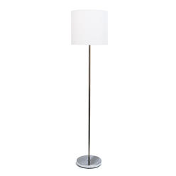 Simple Designs All The Rages Alltherages LF2004-WHT Brushed Nickel Drum Shade Floor Lamp&#44; White
