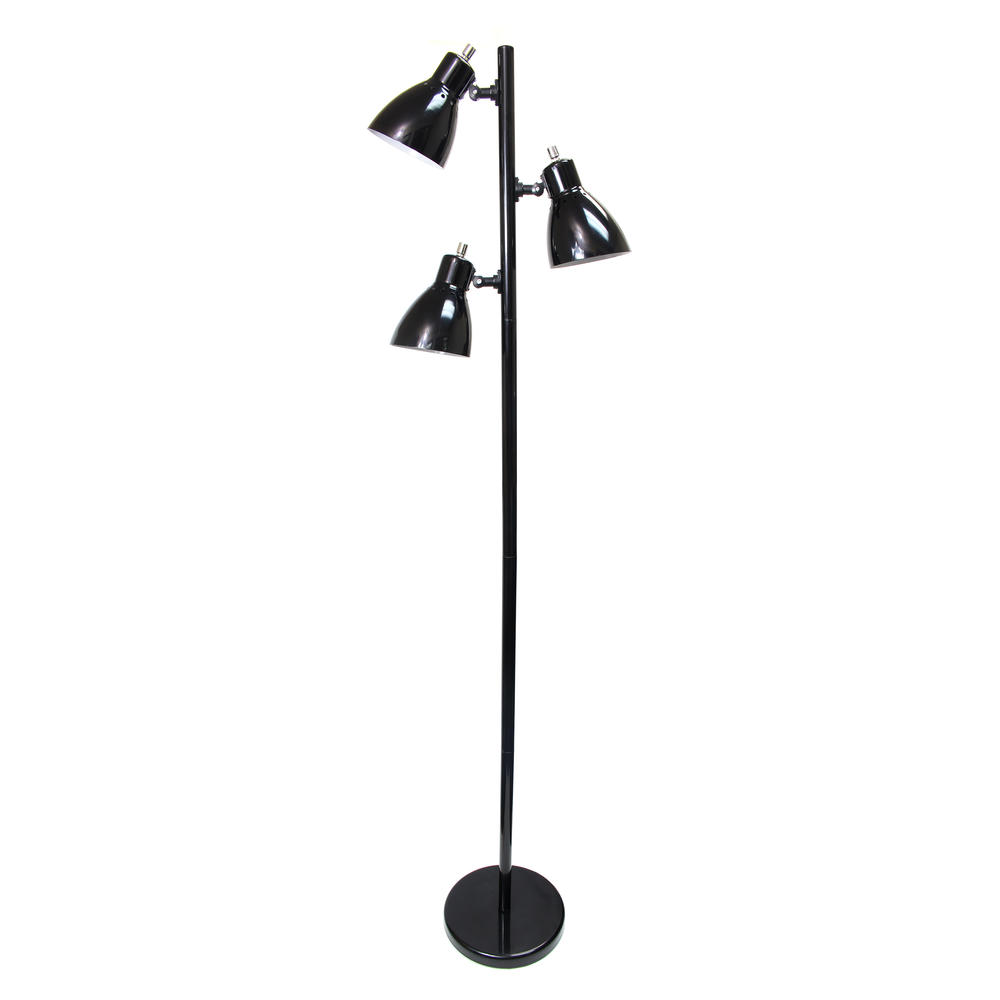 Simple Designs 3-Light Tree Floor Lamp - Black Finish