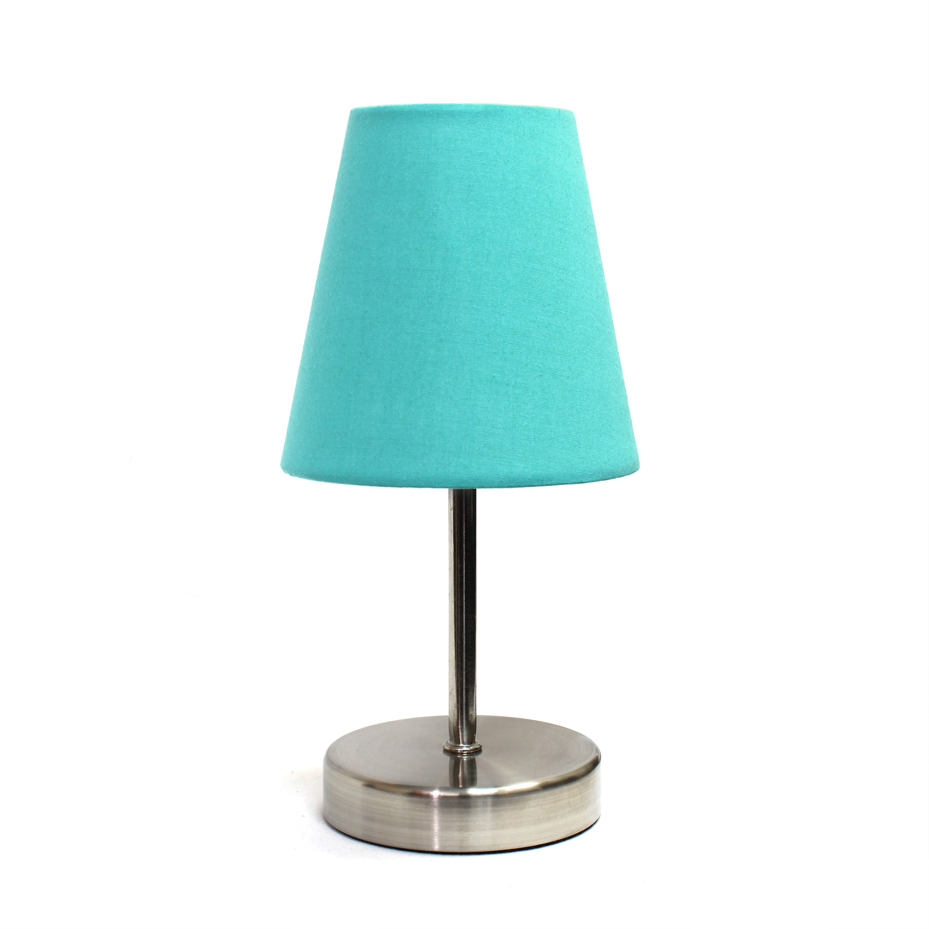Simple Designs Sand Nickel Mini Basic Table Lamp with Fabric Shade