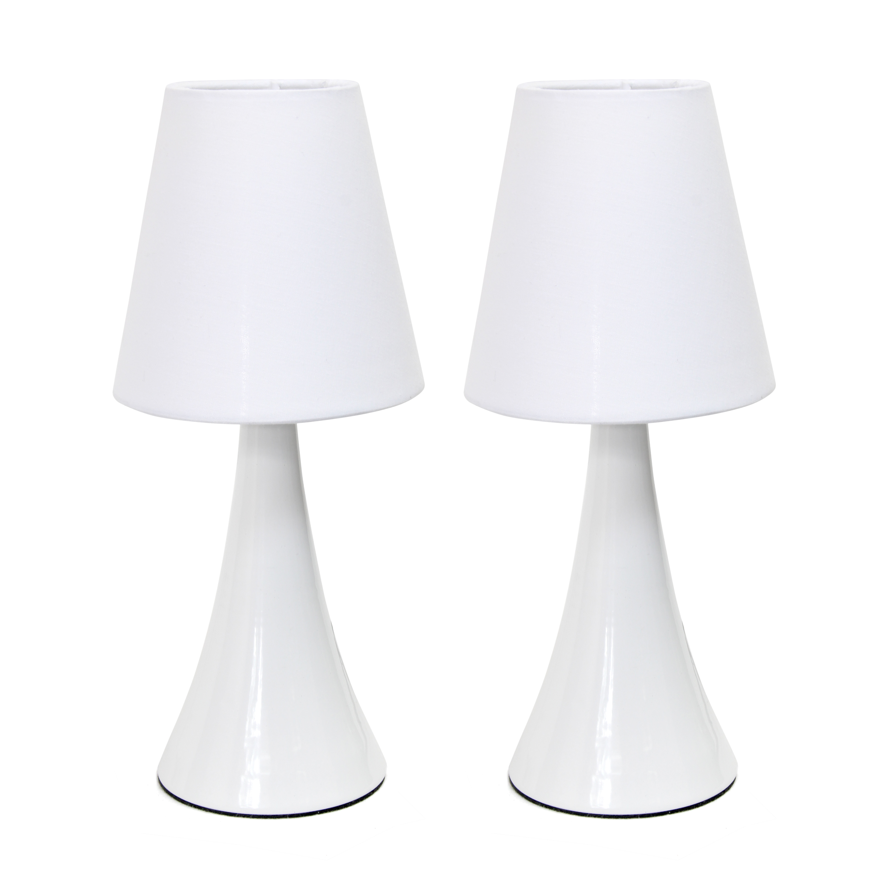 Simple Designs Valencia Colors 2 Pack Mini Touch Table Lamp Set with Fabric Shades, White