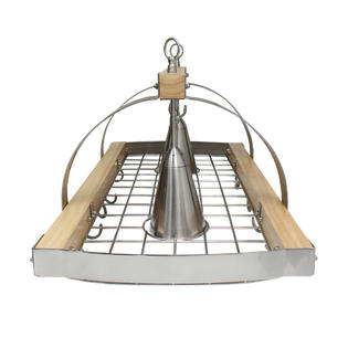 Elegant Designs 2 Light Kitchen Wood Pot Rack with Downlights