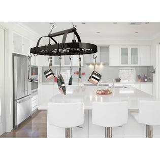 Elegant Designs 2 Light Kitchen Pot Rack with Downlights