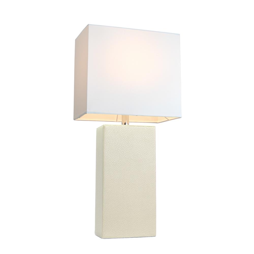 Elegant Designs Monaco Avenue Modern White Leather Table Lamp