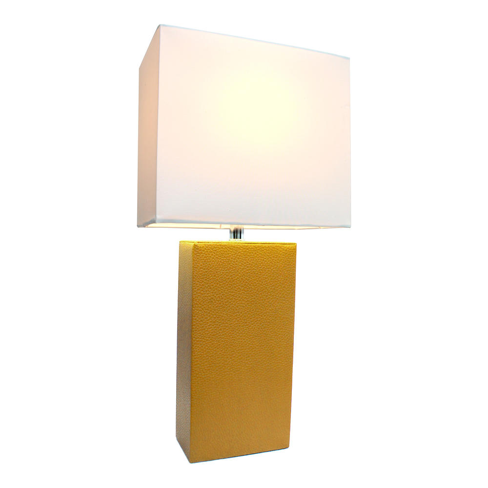 Elegant Designs Monaco Avenue Modern Tan Leather Table Lamp
