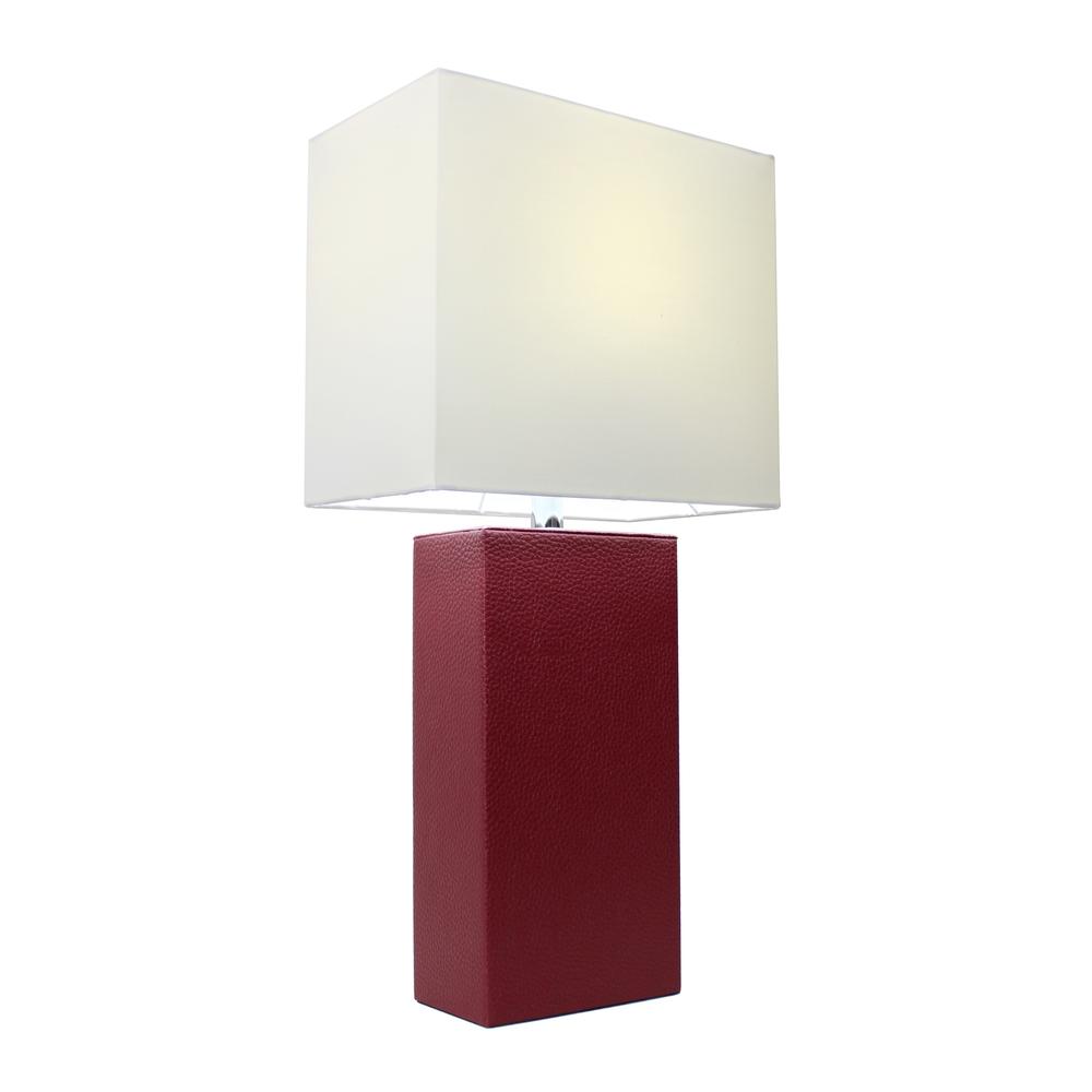 Elegant Designs Monaco Avenue Modern Red Leather Table Lamp