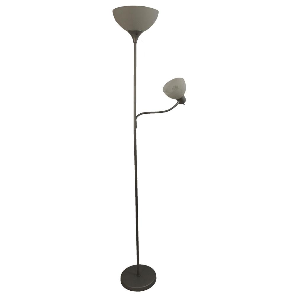 Simple Designs 72" Floor Lamp with Reading Light - Silver