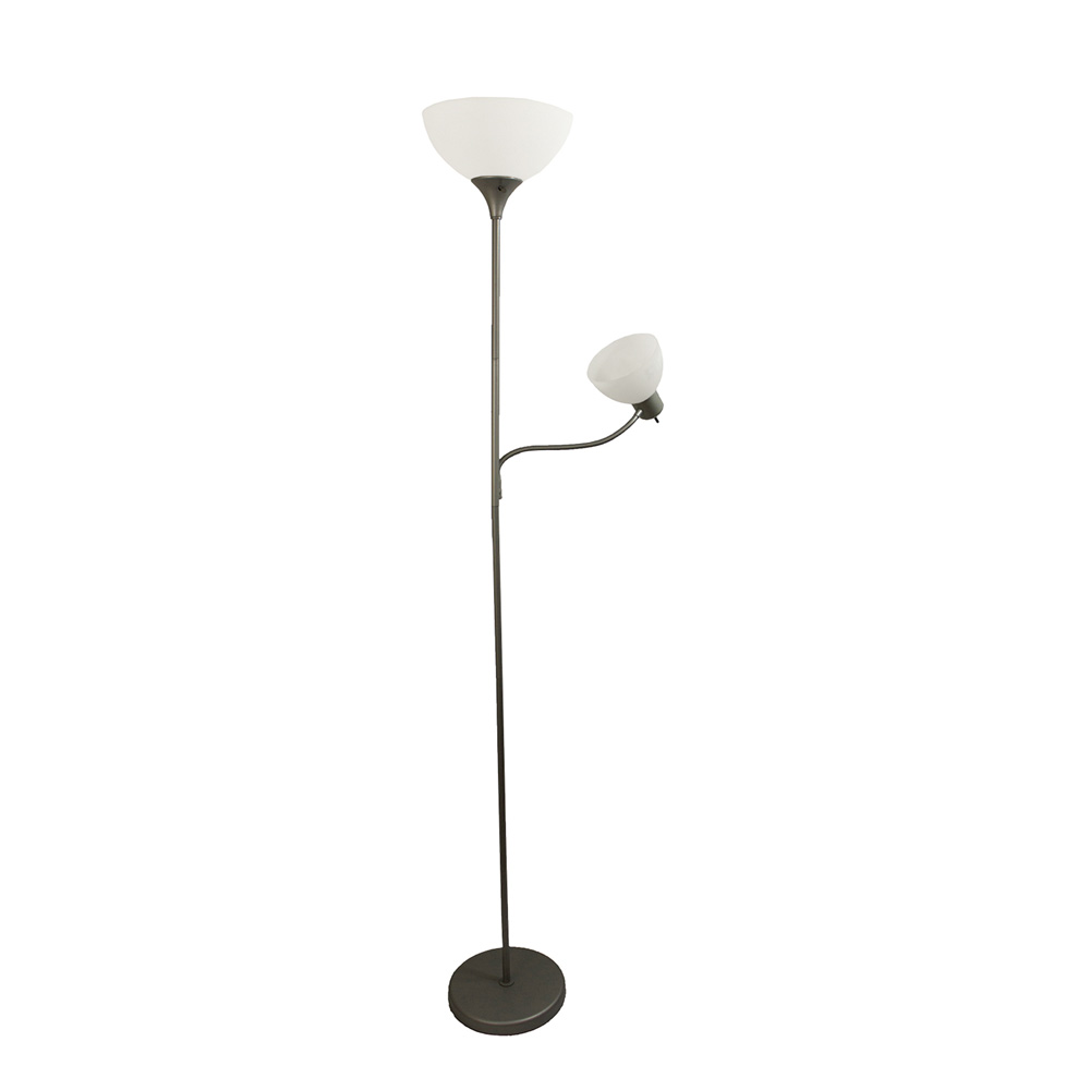 Simple Designs 72" Floor Lamp with Reading Light - Silver