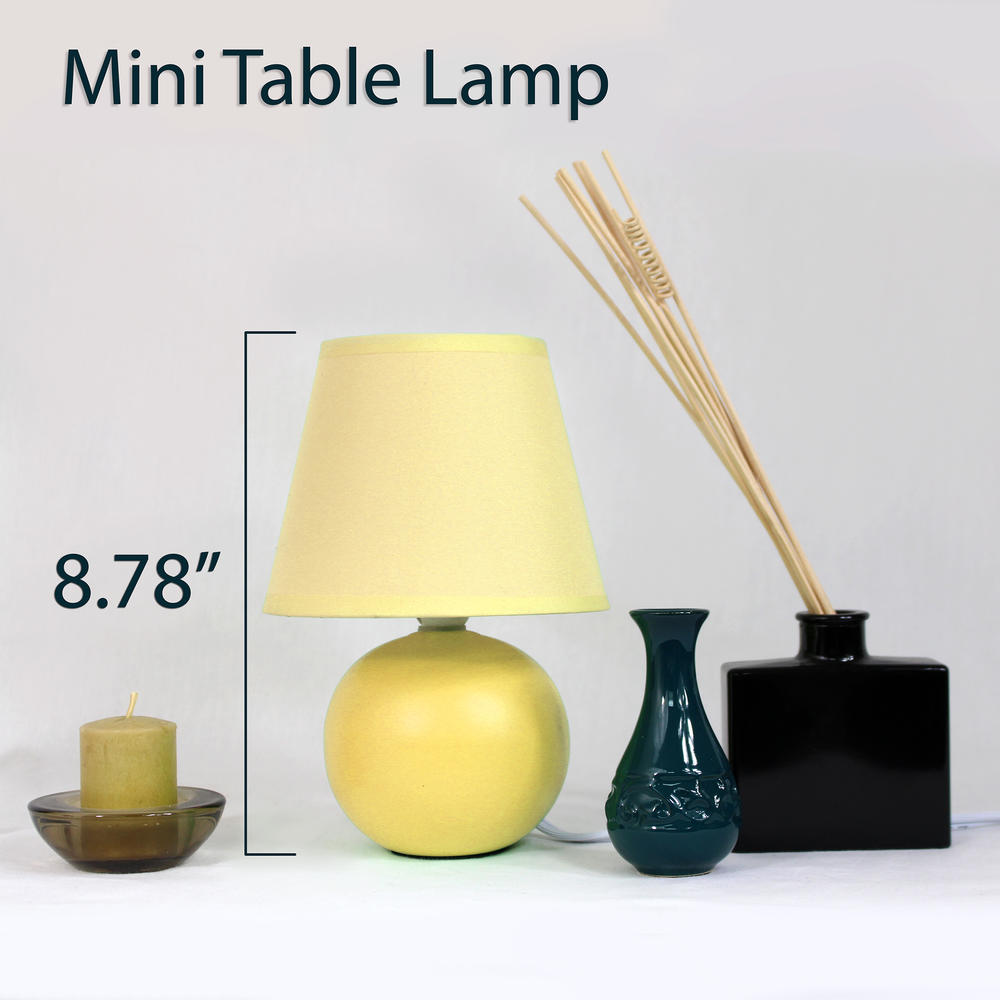 Simple Designs Mini Ceramic Globe Table Lamp 2 Pack Set Yellow