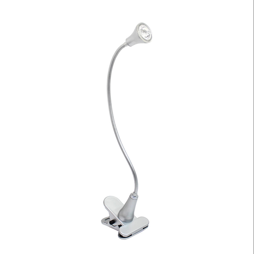 Simple Designs 1W LED Gooseneck Clip Light Desk Lamp Silver