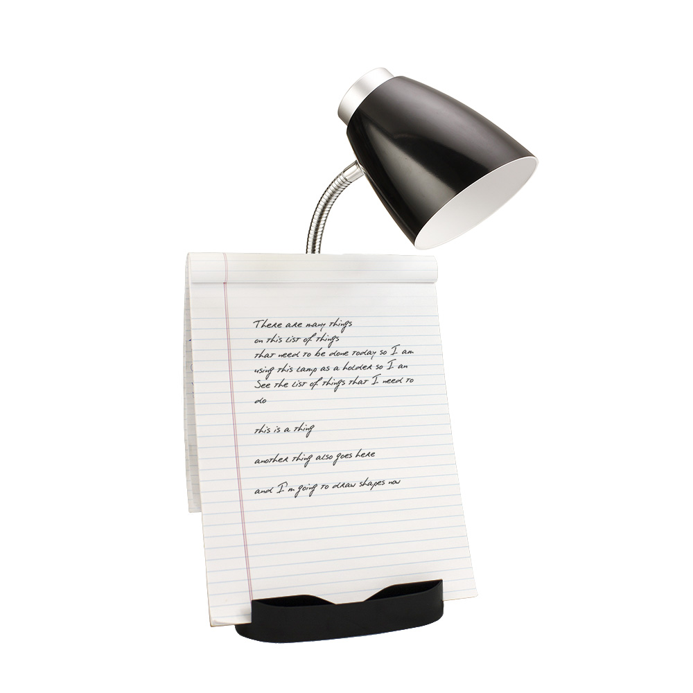 Limelights Black Gooseneck Organizer Desk Lamp with iPad Stand or Book Holder