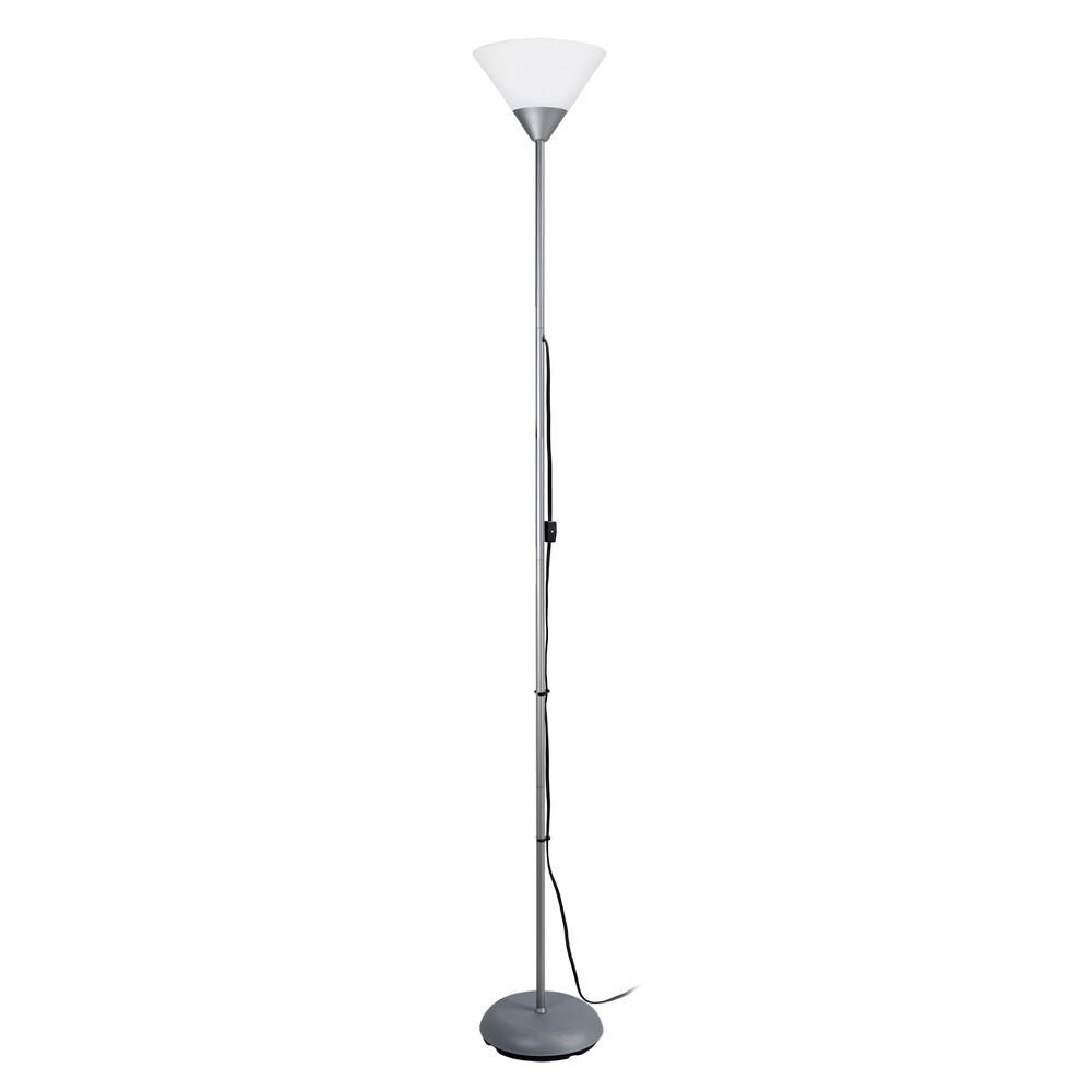Simple Designs 1 Light Stick Torchiere Floor Lamp Silver