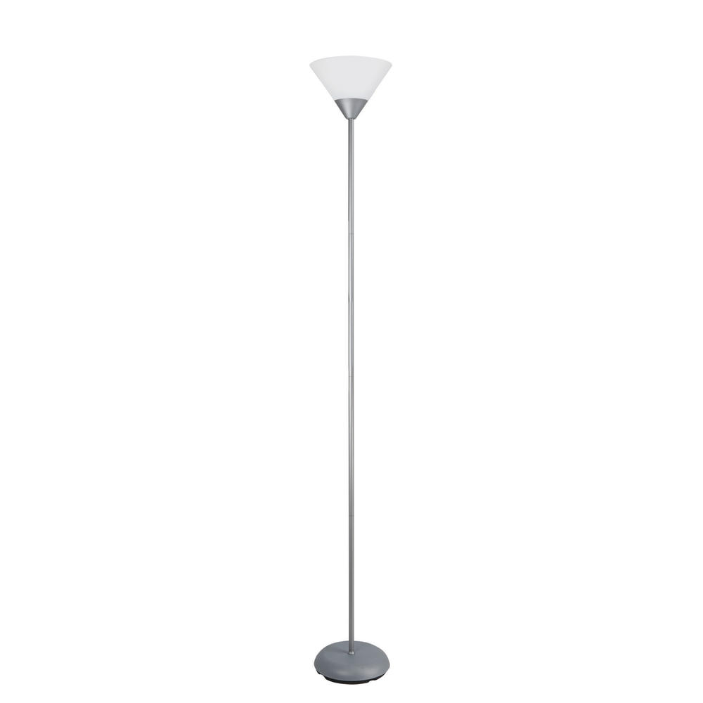 Simple Designs 1 Light Stick Torchiere Floor Lamp Silver