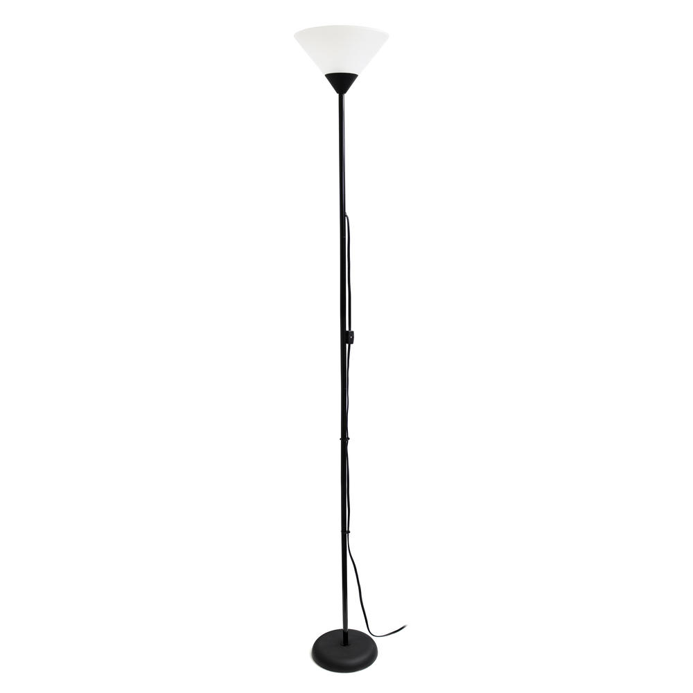 Simple Designs 1 Light Stick Torchiere Floor Lamp Black