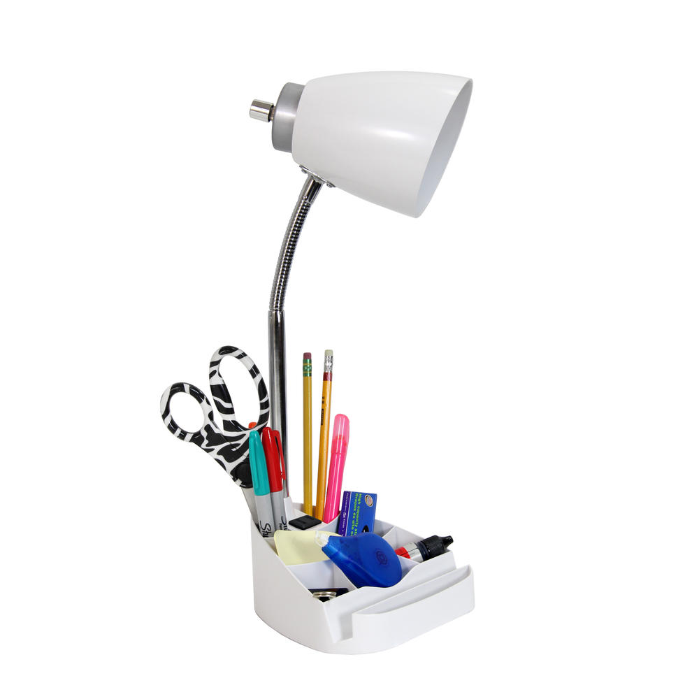 Limelights  Gooseneck Organizer Desk Lamp with iPad Tablet Stand Book Holder and Charging Outlet