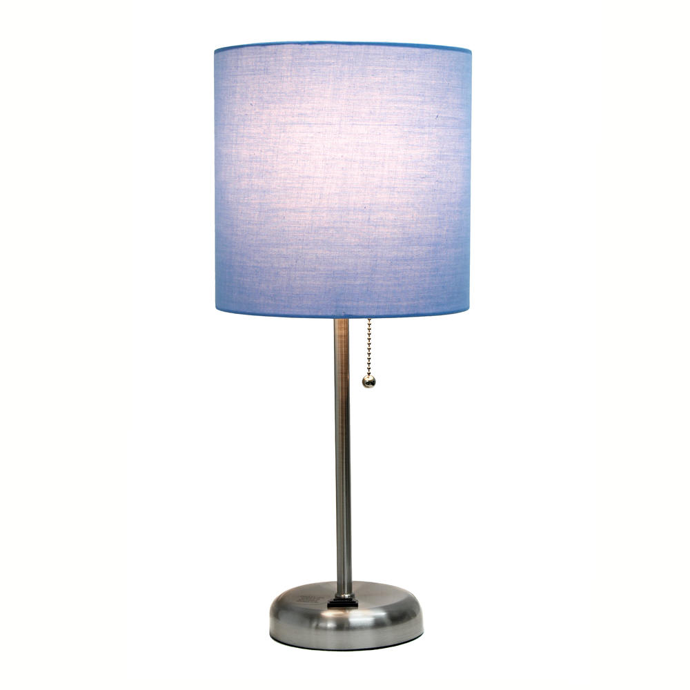 Limelights  Stick Lamp with Charging Outlet and Fabric Shade
