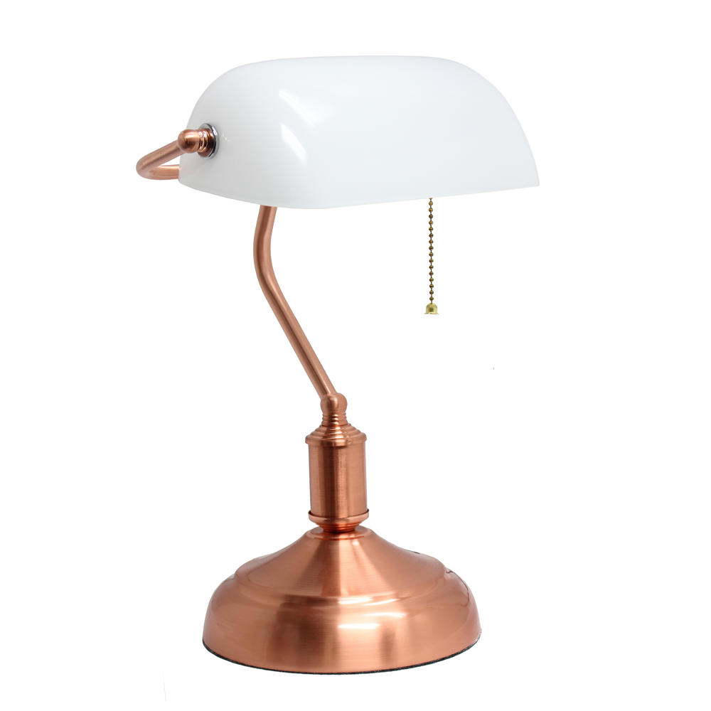 Simple Designs  Executive Banker's Desk Lamp with Glass Shade
