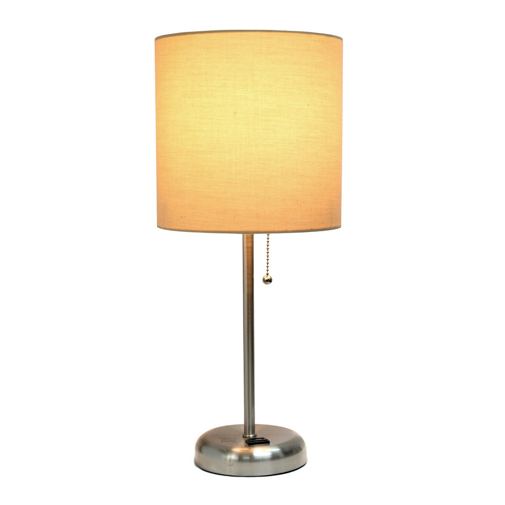 Limelights  Stick Lamp with Charging Outlet and Fabric Shade