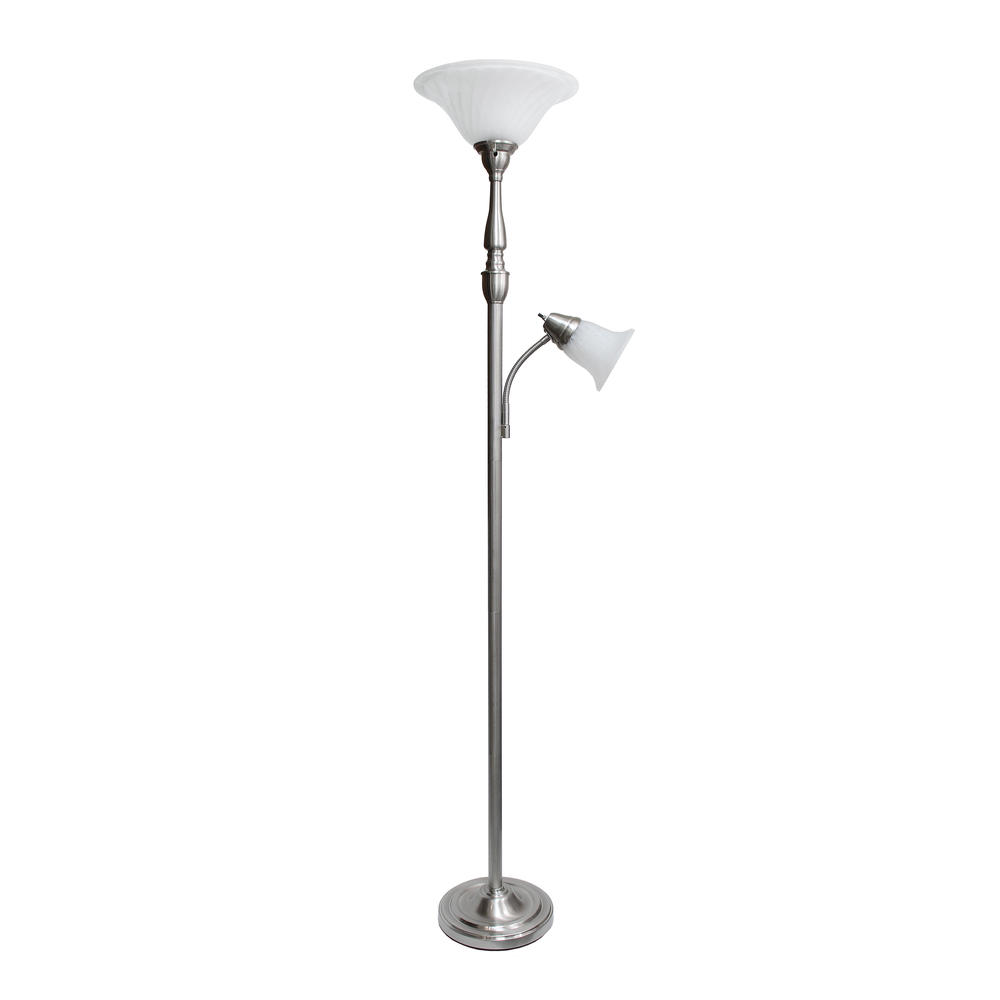 Elegant Designs  2 Light Mother Daughter Floor Lamp with White Marble Glass