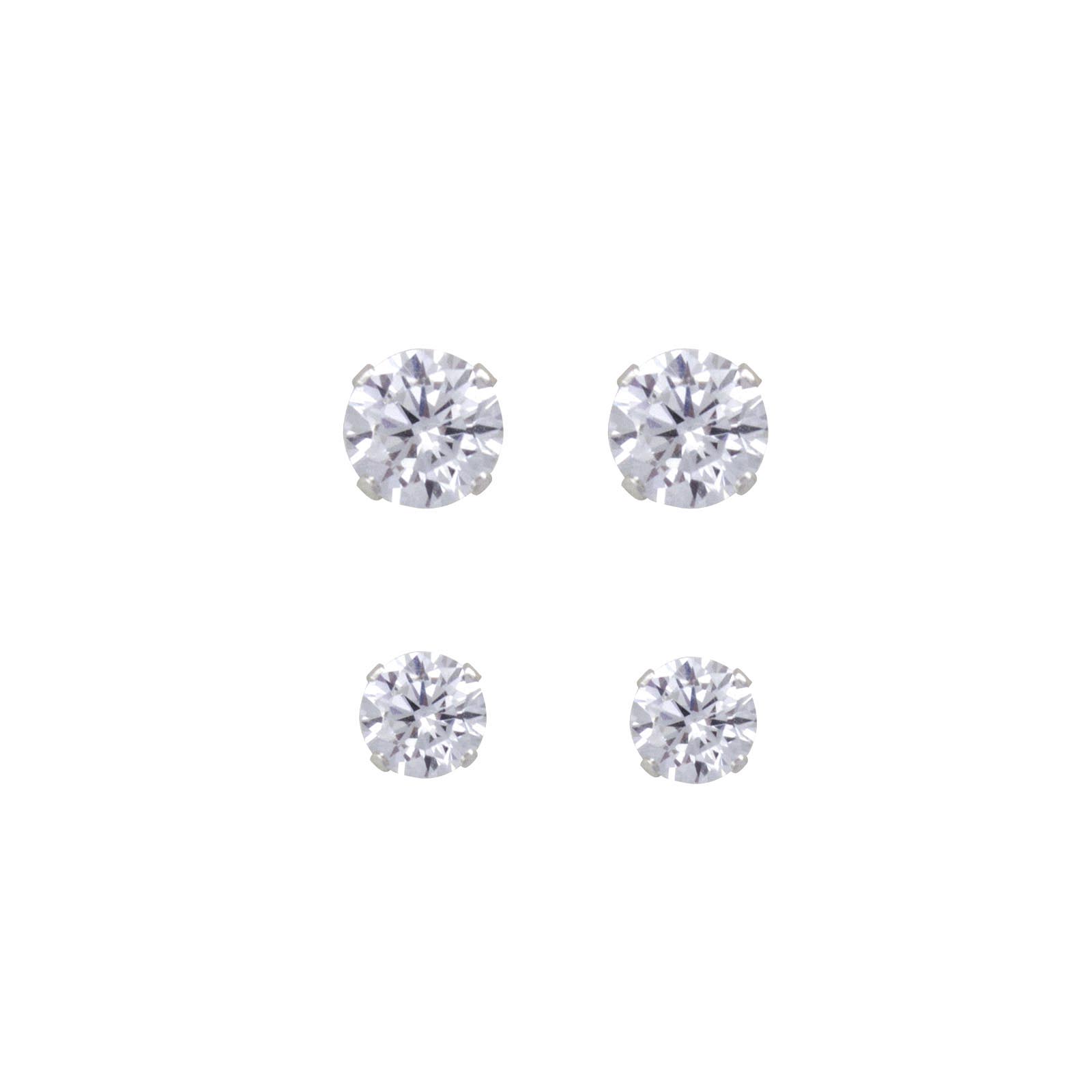 Sterling Silver Cubic Zirconia Earrings, Clear Sterling Silver Cubic Zirconia Earrings, Clear