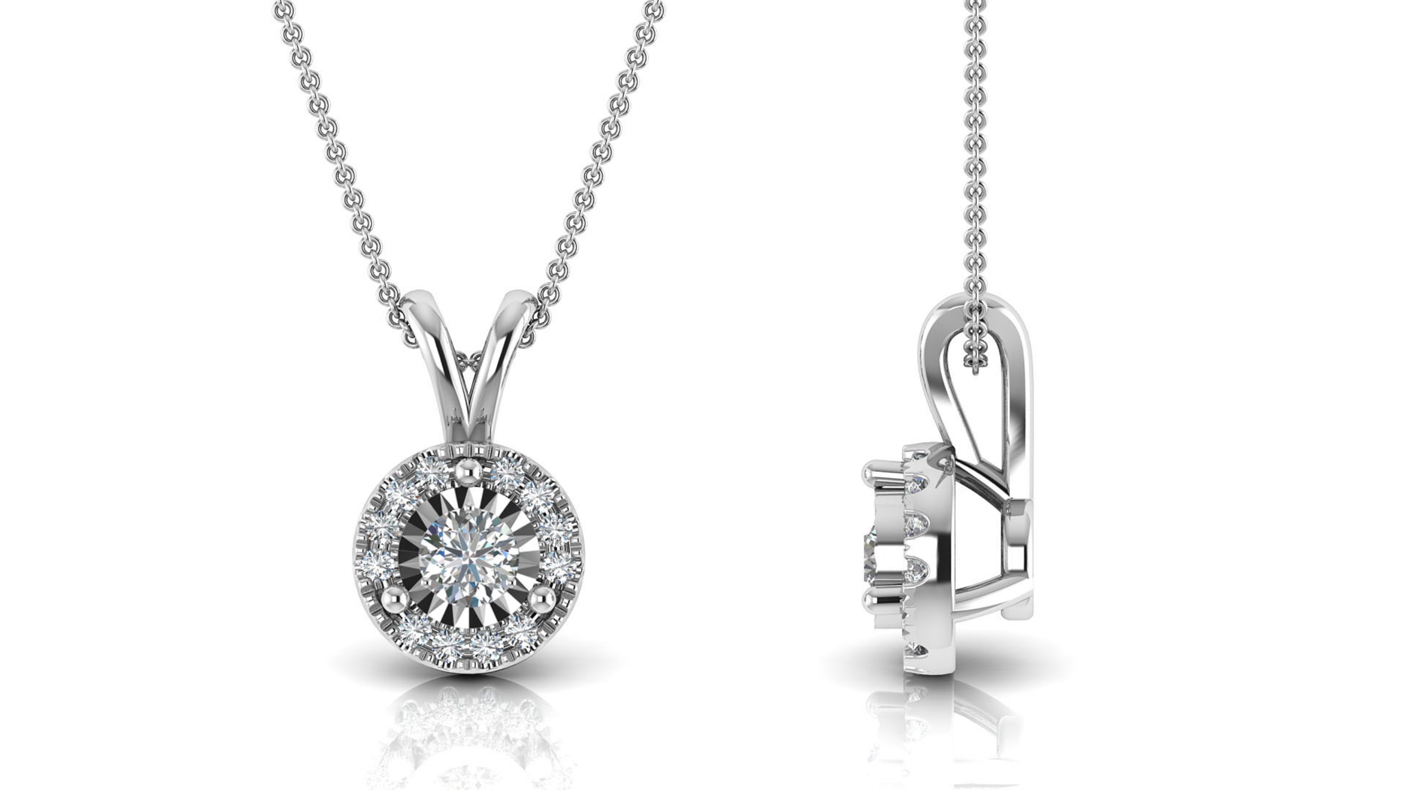 dreamBIG 10K White Gold 1/4CTTW Diamond Halo Pendant, Clear dreamBIG 10K White Gold 1/4CTTW Diamond Halo Pendant, Clear