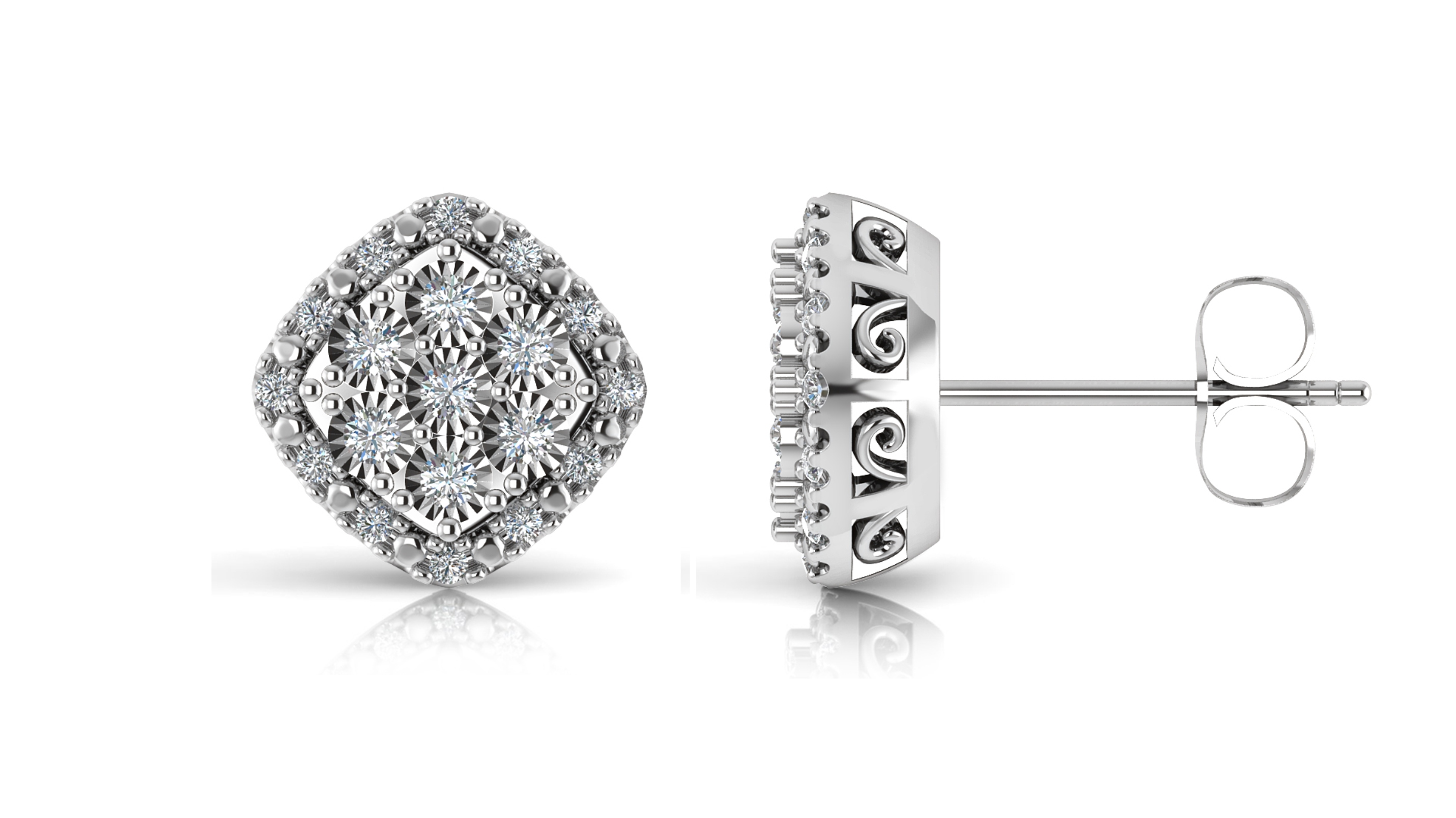 dreamBIG Sterling Silver 1/4 CTTW Diamond Cluster Halo Stud Earrings, Clear dreamBIG Sterling Silver 1/4 CTTW Diamond Cluster Halo Stud Earrings, Clear