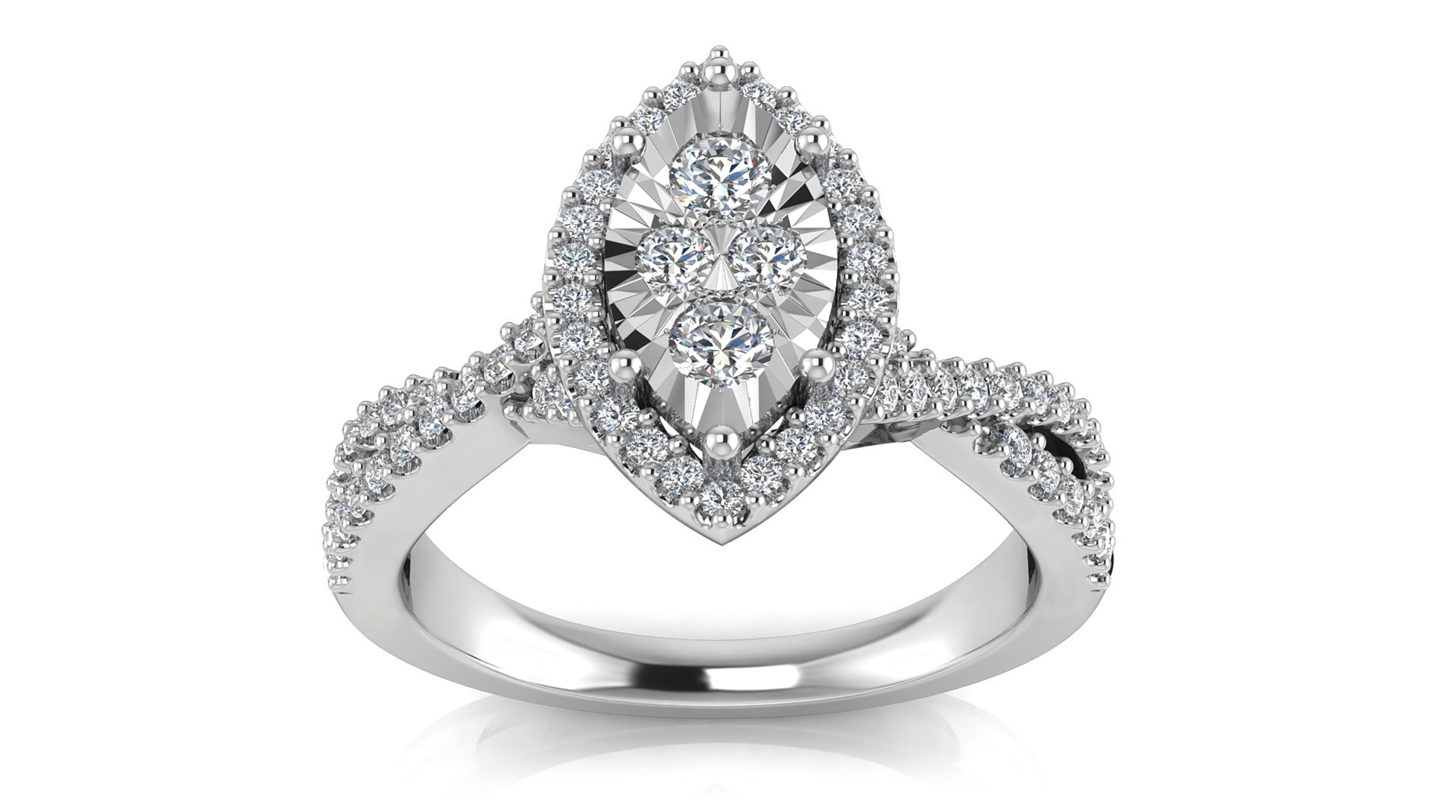 Tru Miracle 10K White Gold 0.50 CTTW Marquis Engagement Ring - Size 7 Only