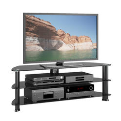 CorLiving Laguna Black Glass Corner TV Stand, for TVs up to 65"